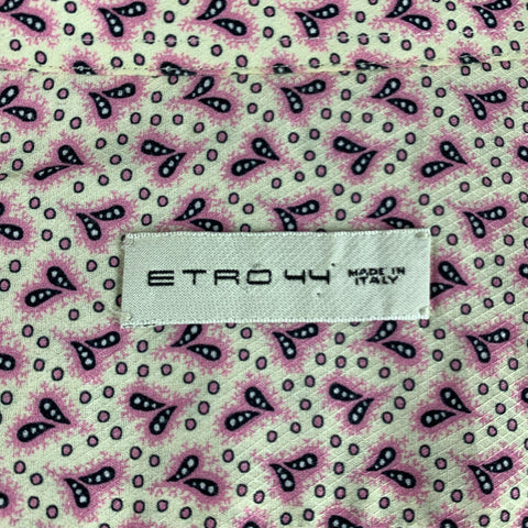 ETRO Taille 44 Chemise à manches courtes en coton à pois blancs roses