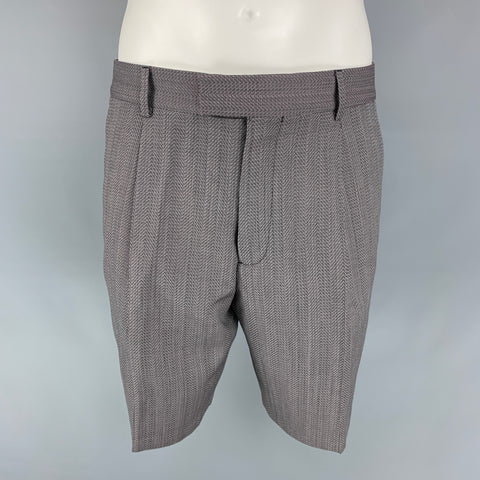LOUIS VUITTON Size 32 Grey Nailhead Not Listed Pleated Shorts