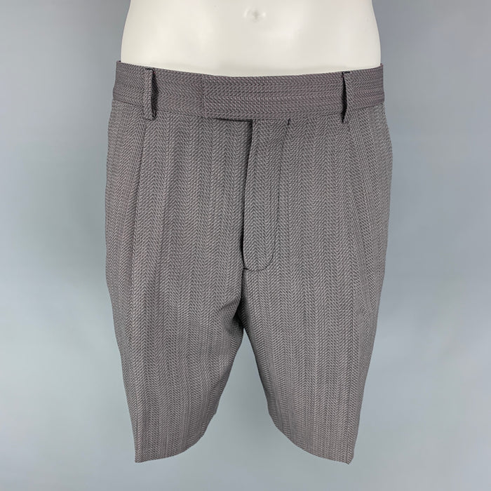 LOUIS VUITTON Talla 32 Pantalones cortos plisados ​​grises Nailhead no listados