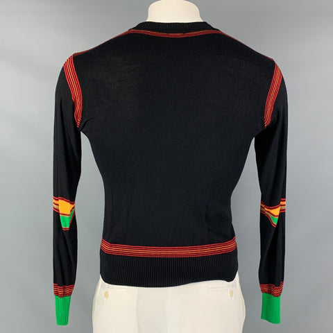 PAUL SMITH Size L Black Red Stripe Bamboo Blend Crew-Neck Pullover