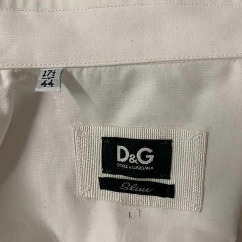 D&G by DOLCE & GABBANA Size XL White Solid Cotton Snaps Long Sleeve Shirt
