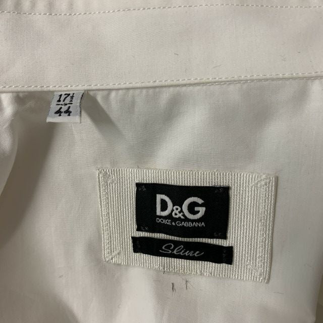 D&amp;G by DOLCE &amp; GABBANA Camisa de manga larga con broches de algodón liso blanco talla XL
