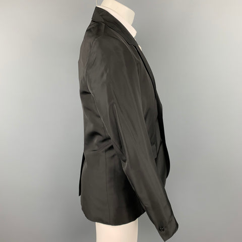 AGNES B. Size 38 Black Acetate Notch Lapel Sport Coat