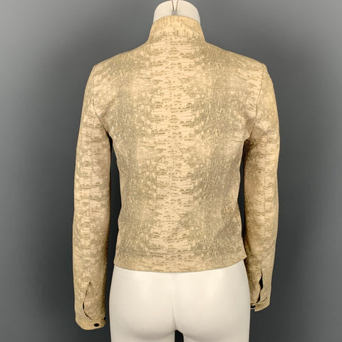 ELIE TAHARI Clairement Taille XS Veste Cuir Embossé Beige