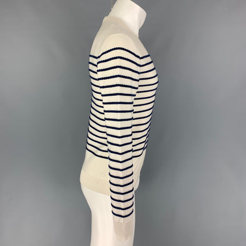 DIOR Size XS Cream Navy Stripe Cotton Blend Nautical Pullover
