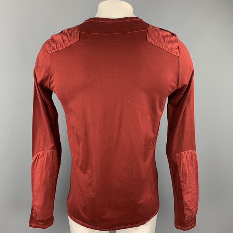 NICE COLLECTIVE Size L Brick Red Cotton Epaulettes Henley