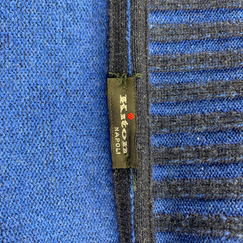 KITON Size XL Blue Cashmere Full Zip High Collar Sweater