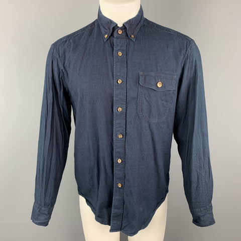 45rpm Size M Indigo Wash Dyed Cotton Button Down Long Sleeve Shirt