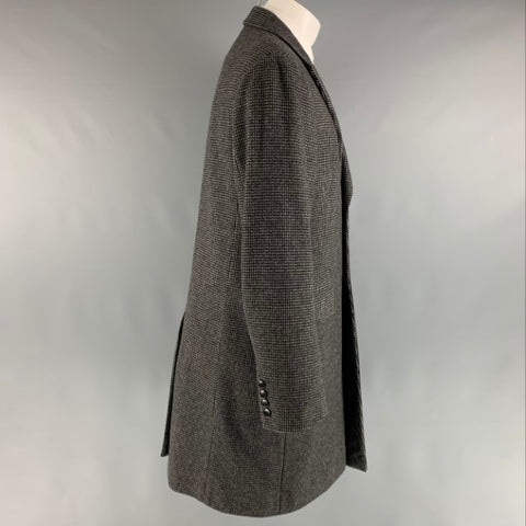 THEORY Size M Black Grey Woven Wool Cashmere Peak Lapel Coat