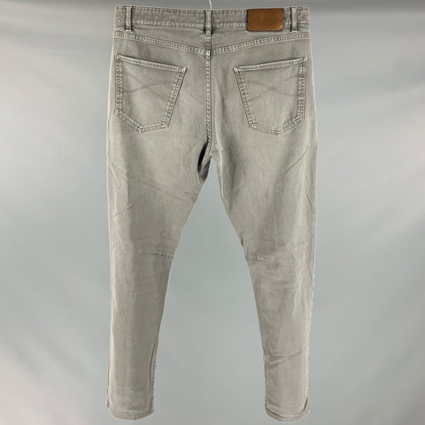 BRUNELLO CUCINELLI Size 30 Grey Cotton Elastane Button Fly Jeans