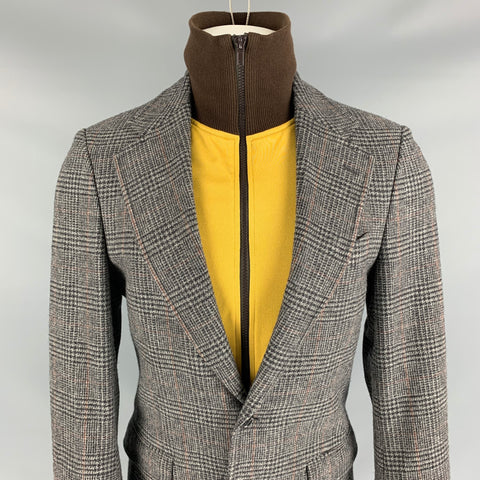 DOLCE & GABBANA Size 34 Grey & Black Glenplaid Wool Notch Lapel Sport Coat