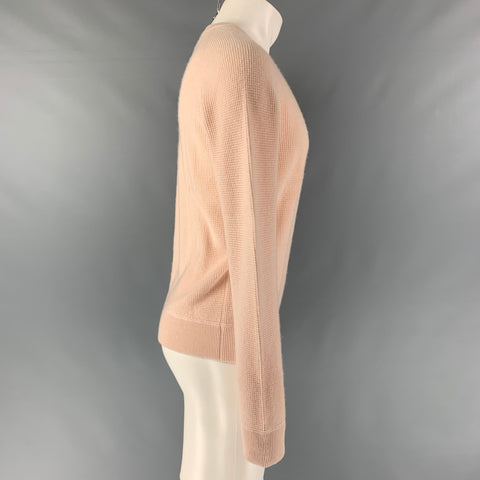 EVERLANE Size S Peach Waffle Knit Cashmere Crew-Neck Pullover