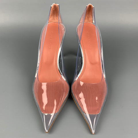 AMINA MUADDI FW 21 Size 8 Clear Silver Acetate Ane Glass Pump