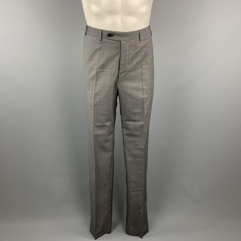 CANALI Size 38 Gray Nailhead Virgin Wool Notch Lapel Suit