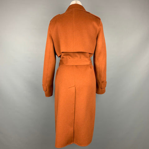 THEORY Size M Rust Wool / Cashmere Shawl Collar Belted Coat