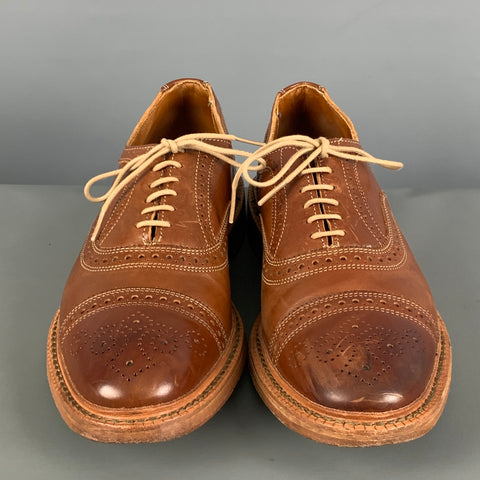 ALLEN EDMONDS Taille 10 Chaussures à lacets en cuir perforé marron à bout droit