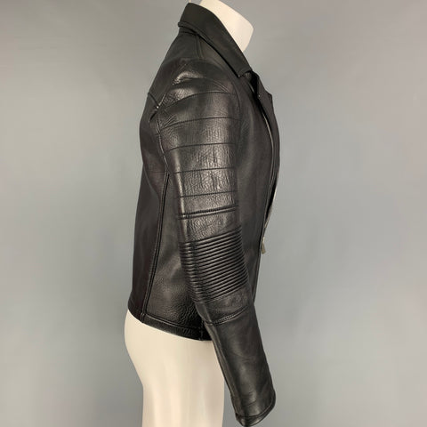EMPORIO ARMANI Size 36 Black Leather Biker Jacket