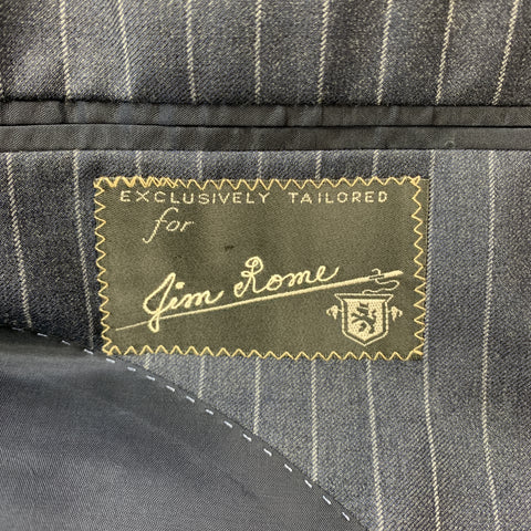 DAVID AUGUST Taille 40 Marine &amp; Gris Rayé Laine Peak Revers 34 x 30 Costume