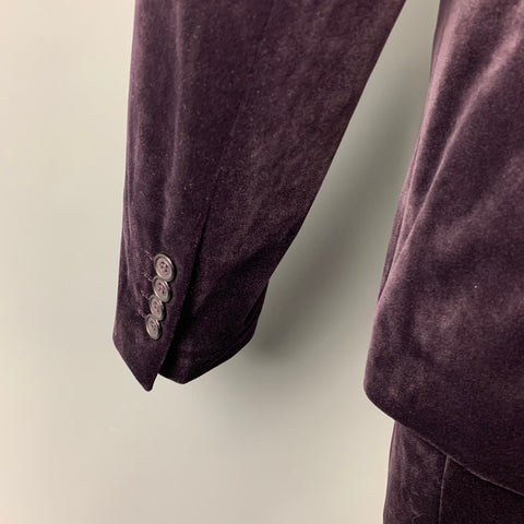 FERAUD Size 38 Purple Polyester Peak Lapel Double Breasted Suit