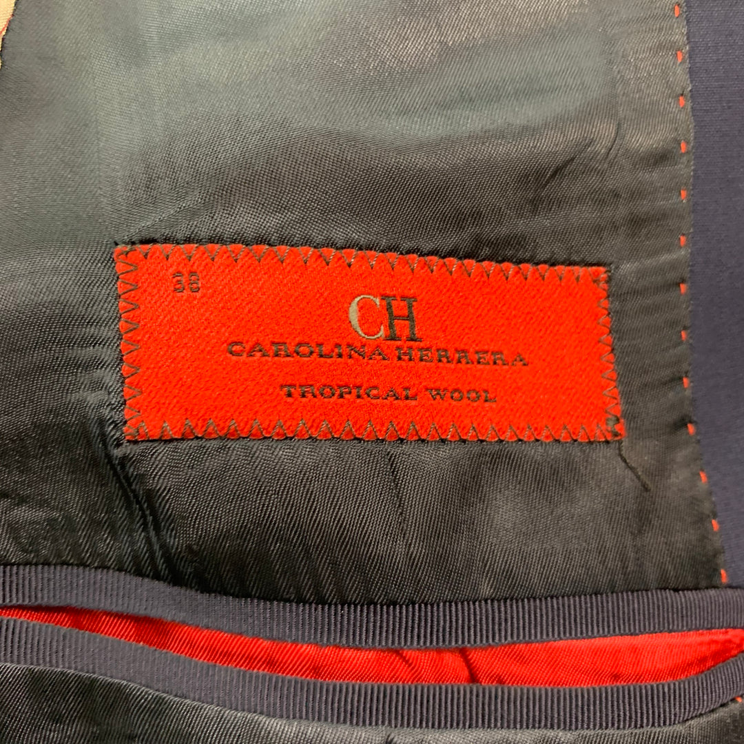CAROLINA HERRERA Size 38 Navy Virgin Wool Single Breasted Sport Coat