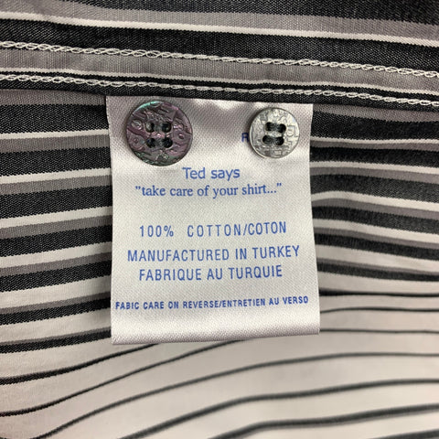 TED BAKER Size XL Black White Stripe Cotton Button Up Long Sleeve Shirt