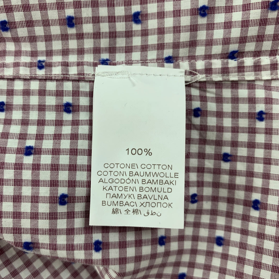 BRUNELLO CUCINELLI Taille S Chemise à manches longues boutonnée à carreaux blanc bordeaux