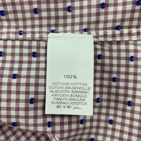 BRUNELLO CUCINELLI Size S Burgundy White Checkered Button Down Long Sleeve Shirt