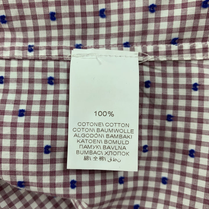 BRUNELLO CUCINELLI Taille S Chemise à manches longues boutonnée à carreaux blanc bordeaux