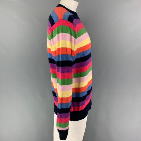 LERET LERET Size L Multi-Color Stripe Cashmere Crew-Neck Sweater