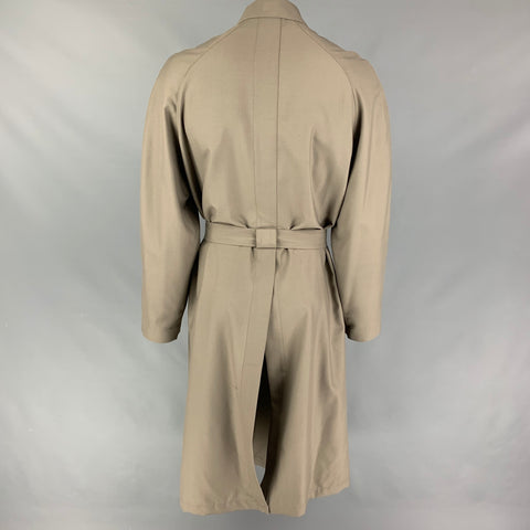 LEMAIRE Size M Grey Polyester Wool Open Front Belted Coat