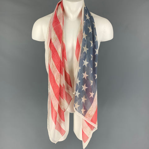 YACHT CLUB Red & Blue American Flag Print Scarf