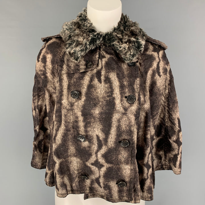 COMME des GARCONS Size S Brown Taupe Polyester Marbled Cropped Cape