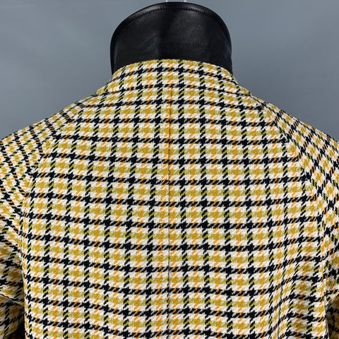 MARNI Size 38 Yellow Black White Plaid Wool Blend Buttoned Coat