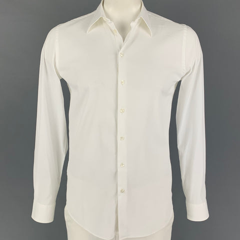 GIORGIO ARMANI Camisa de manga larga con botones de algodón blanco talla M