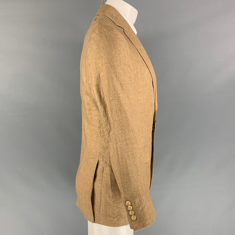 TODD SNYDER Size 38 Regular Tan Linen Notch Lapel Sport Coat