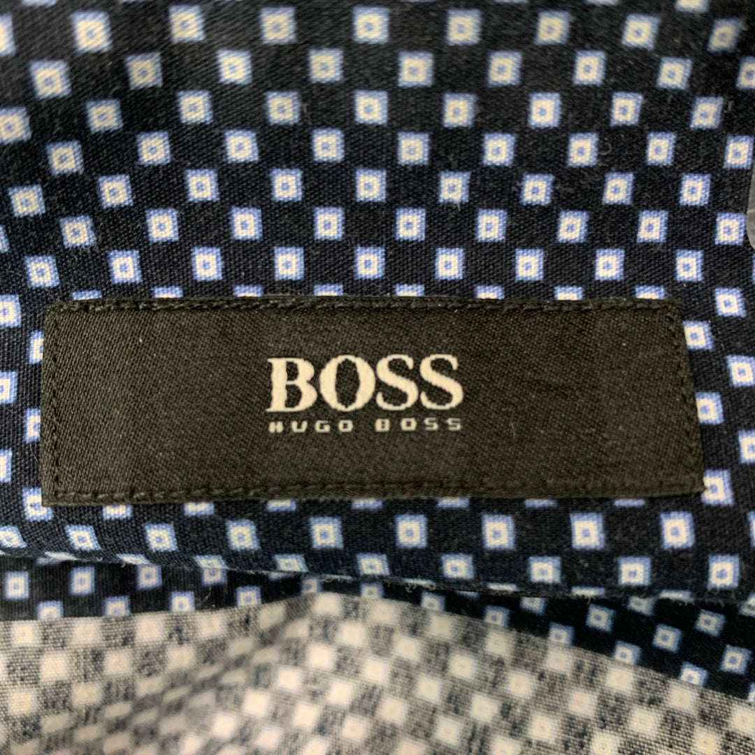 BOSS by HUGO BOSS Size L Black Light Blue Checkered  Long Sleeve Shirt