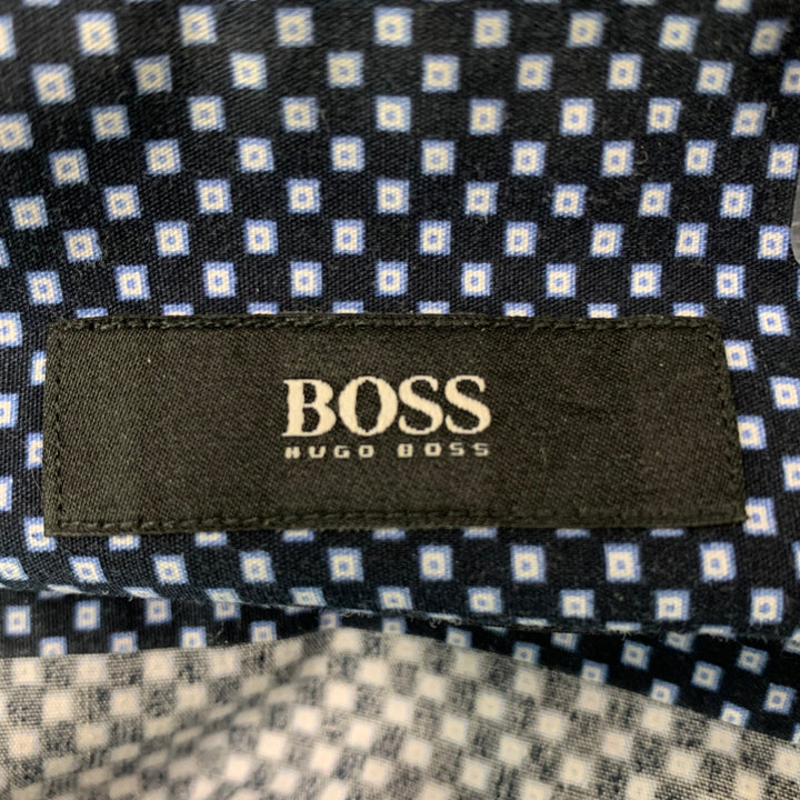 BOSS by HUGO BOSS Size L Black Light Blue Checkered  Long Sleeve Shirt