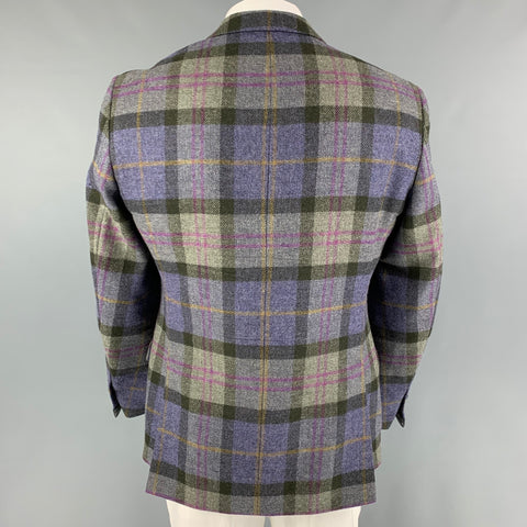 WINGTIP Size 42 Purple Grey Plaid Wool Sport Coat