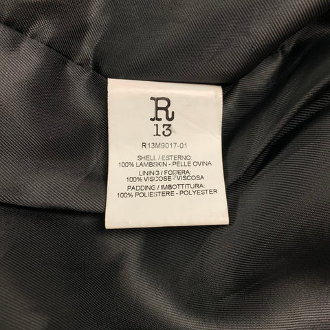 R13 Size M Black Leather Brooklyn USA Biker Jacket