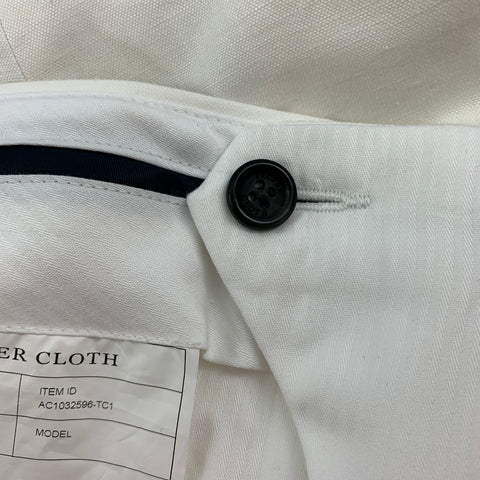 CUSTOM MADE Size 32 White Cotton / Linen Zip Fly Dress Pants