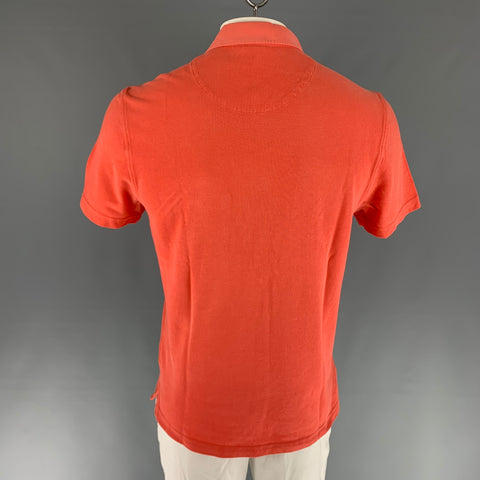 LACOSTE Size XL Orange Cotton One pocket Polo