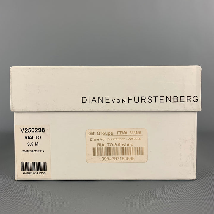 DIANE VON FURSTENBERG Size 9.5 White Leather Espadrille Sandals