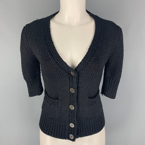 RALPH LAUREN Blue Label Size S Black Silk Cardigan Casual Top