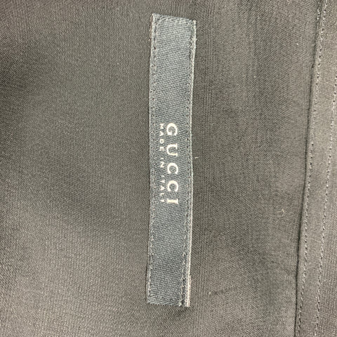 GUCCI by Tom Ford Size L Black Sheer Stripe Silk Button Up Long Sleeve Shirt