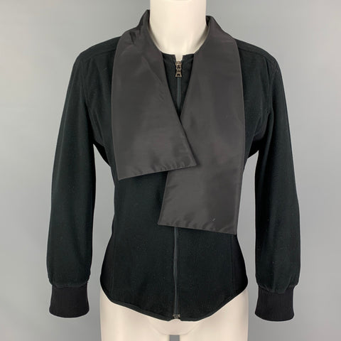 PRADA Size L Black Mixed Fabricd Zip Up Reversible Jacket
