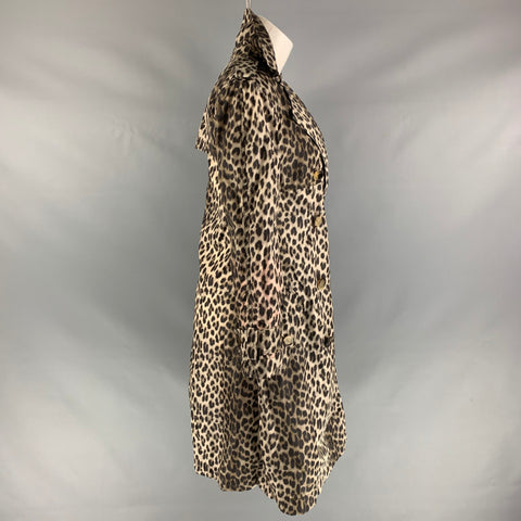 LANVIN Fall 2010 by Alber Elbaz Size 8 Taupe Brown Animal Print Trench Coat