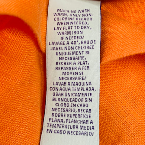 RALPH LAUREN Size XXL Orange Linen Spread Collar Long Sleeve Shirt