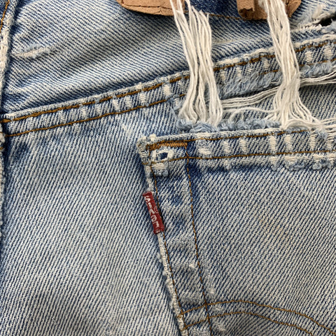 LEVI STRAUSS Size 31 Light Blue Distressed Denim Button Fly Jeans