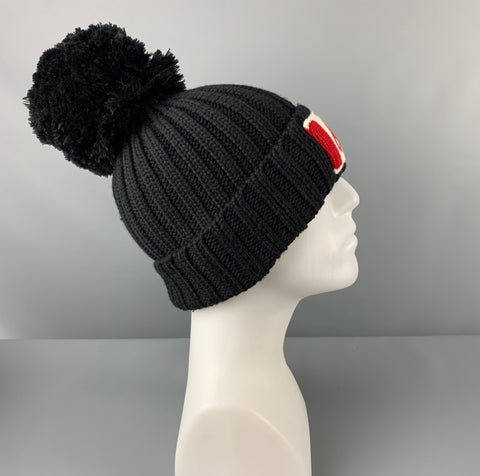 MOOSE KNUCKLES Black White & Red Knitted Wool/acrylic Hats
