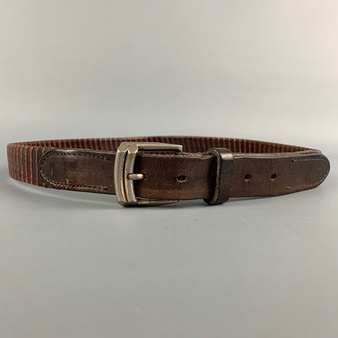 DANIEL CRAIG Size 36 Brown & Tan Stripe Leather Belt